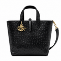 Dior Toujours Mini Tote in Black Ostrich-Embossed Leather with CD Charm