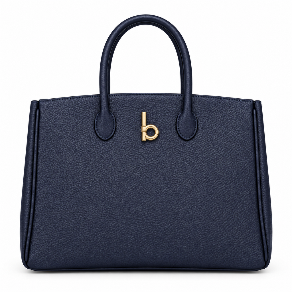 Burberry Navy Textured Tote with Top Handles