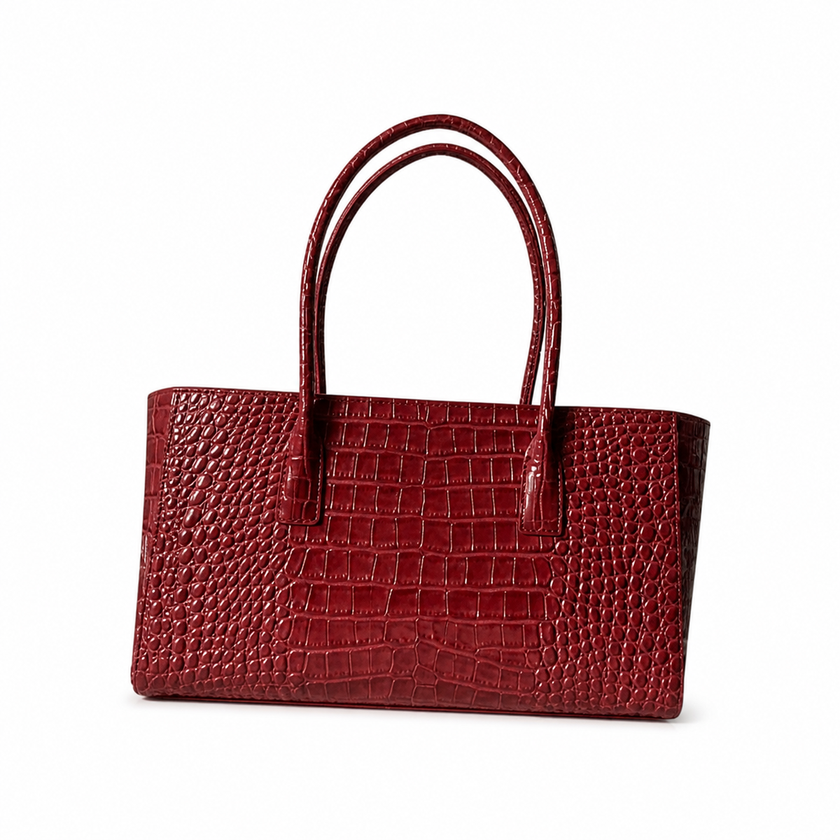 Chanel Burgundy Croc-Embossed Tote Bag