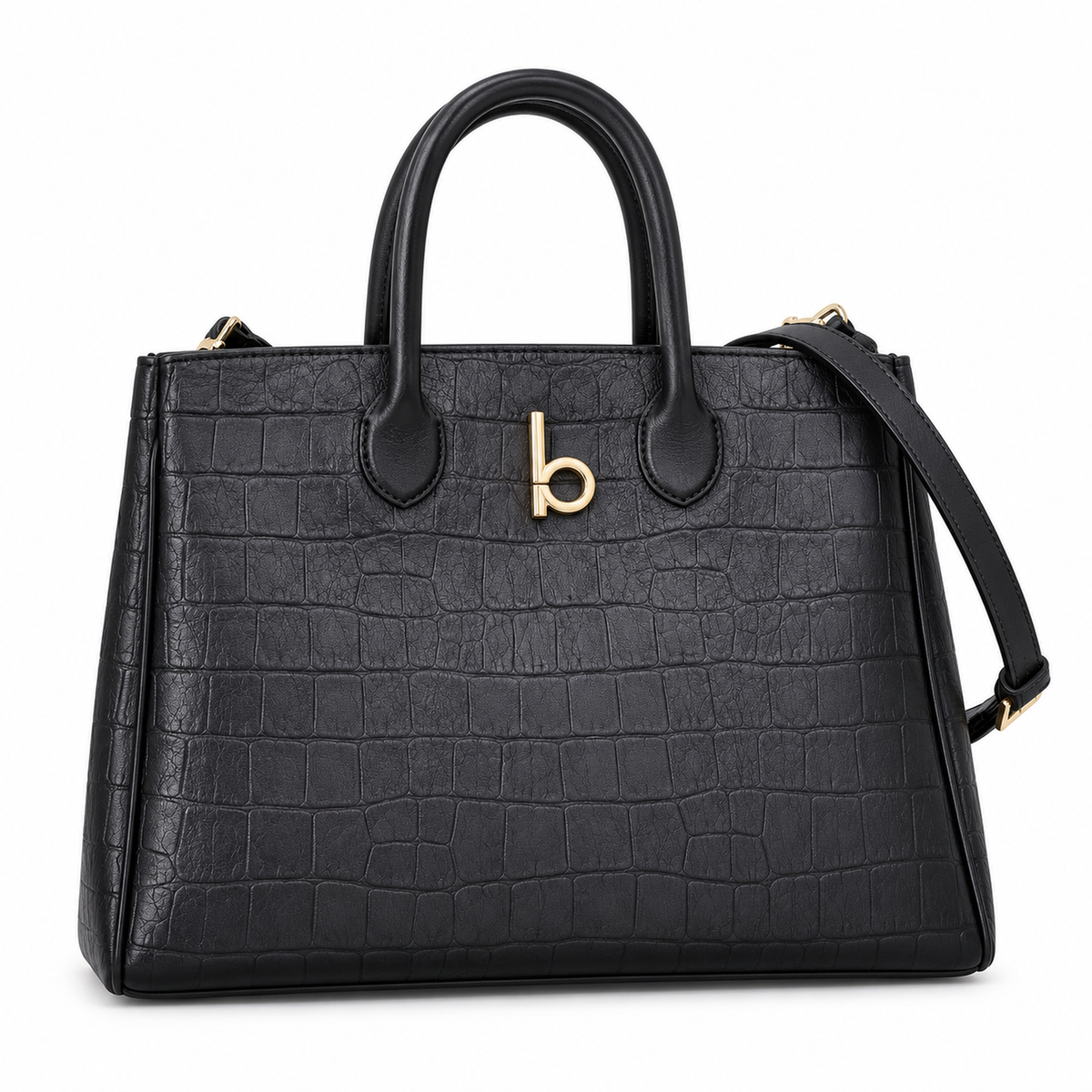 Burberry Croc-Effect Tote with Shoulder Strap