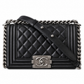 Chanel Black Quilted Lambskin Boy Bag Silver Hardware