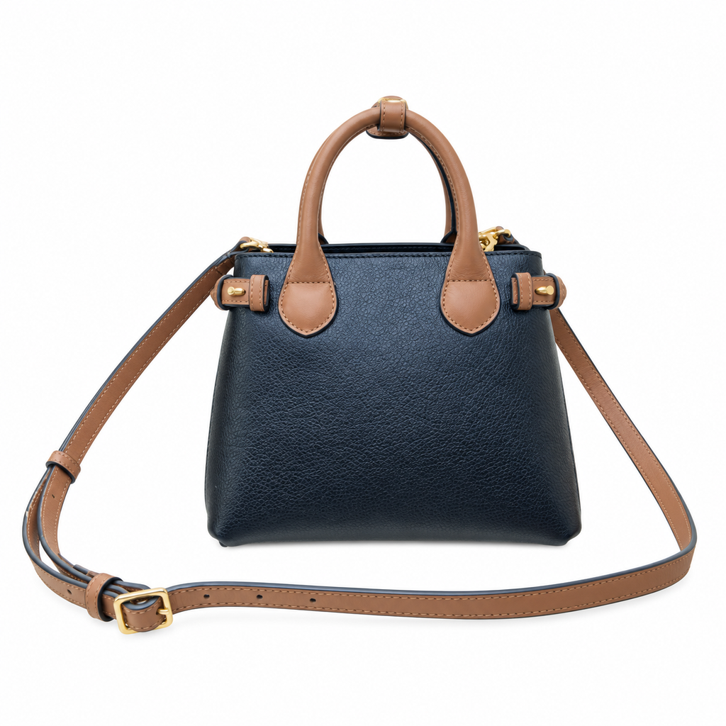 Burberry Navy Leather Top Handle Bag