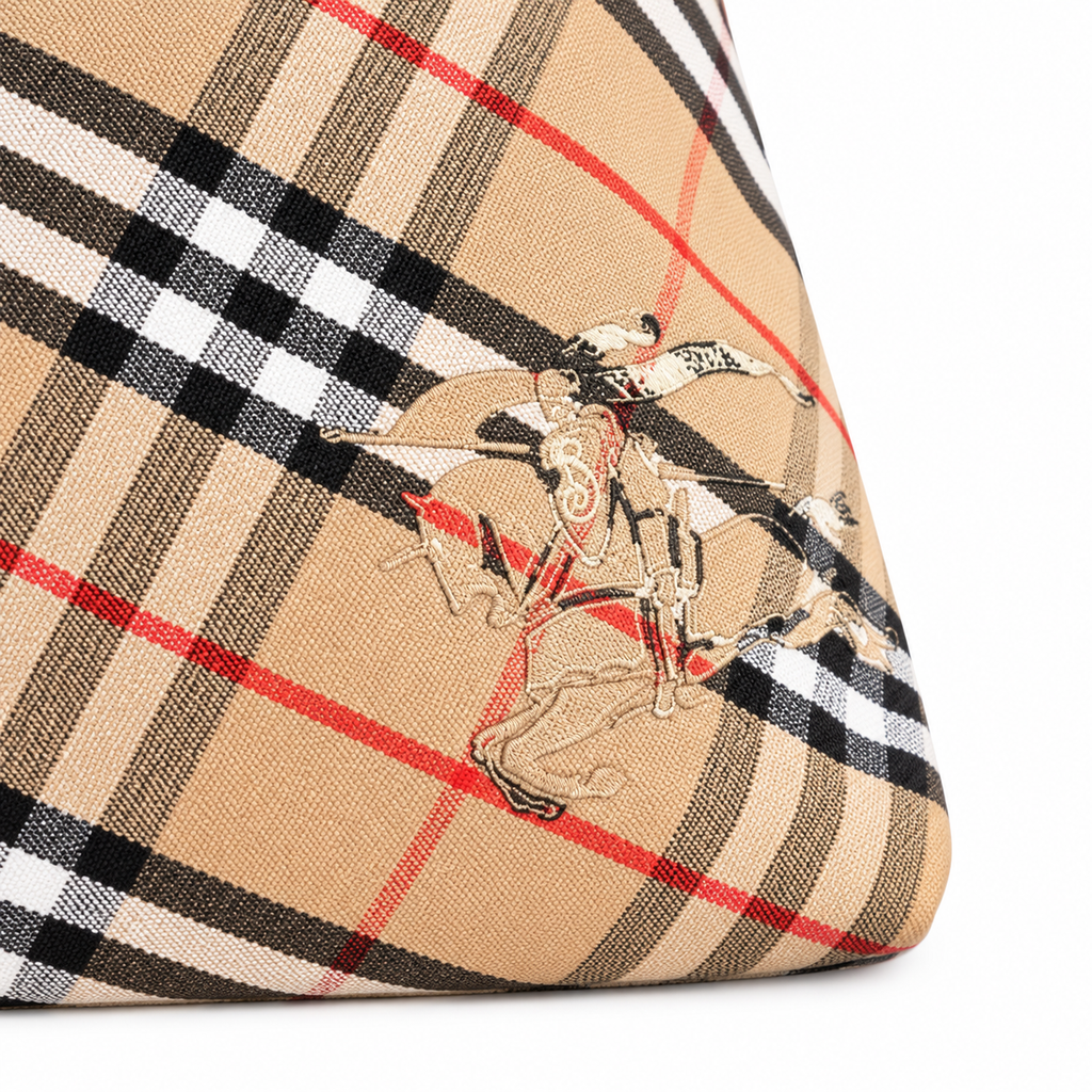 Burberry Beige Check Shoulder Tote