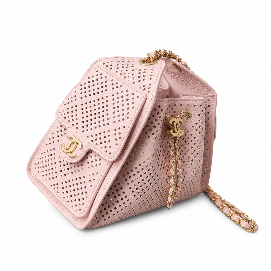 Chanel Quilted Leather Medium Cube Chain Crossbody