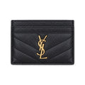 YSL Cassandre Card Holder – Black Grain Gold