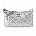 Chanel Silver Quilted Chain Shoulder Bag