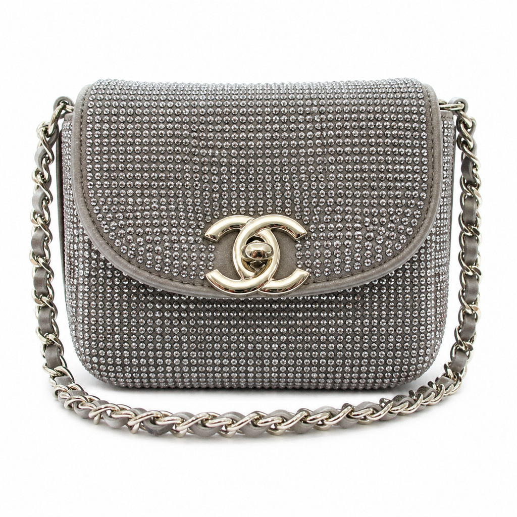 Chanel Silver Rhinestone Top Handle Bag