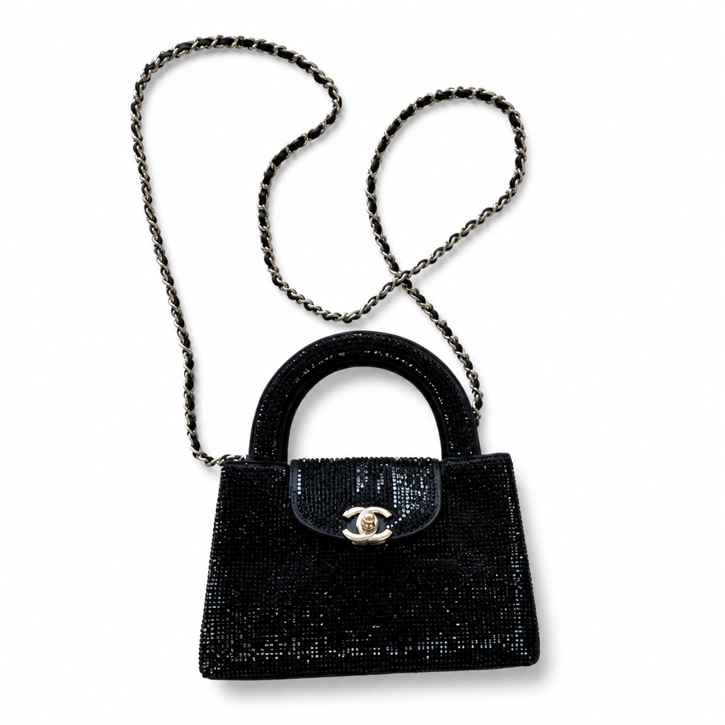 Chanel Black Rhinestone Top Handle Bag