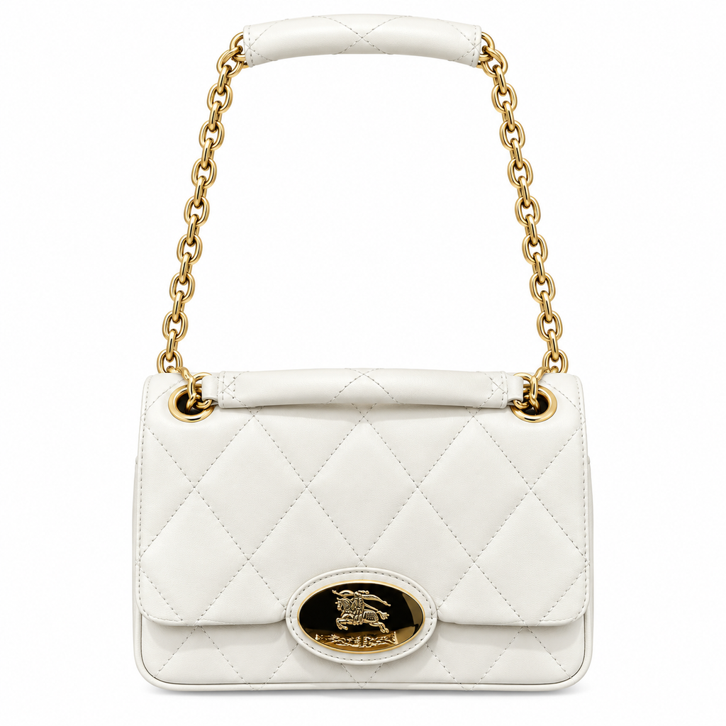 Burberry White Quilted Chain Shoulder Bag