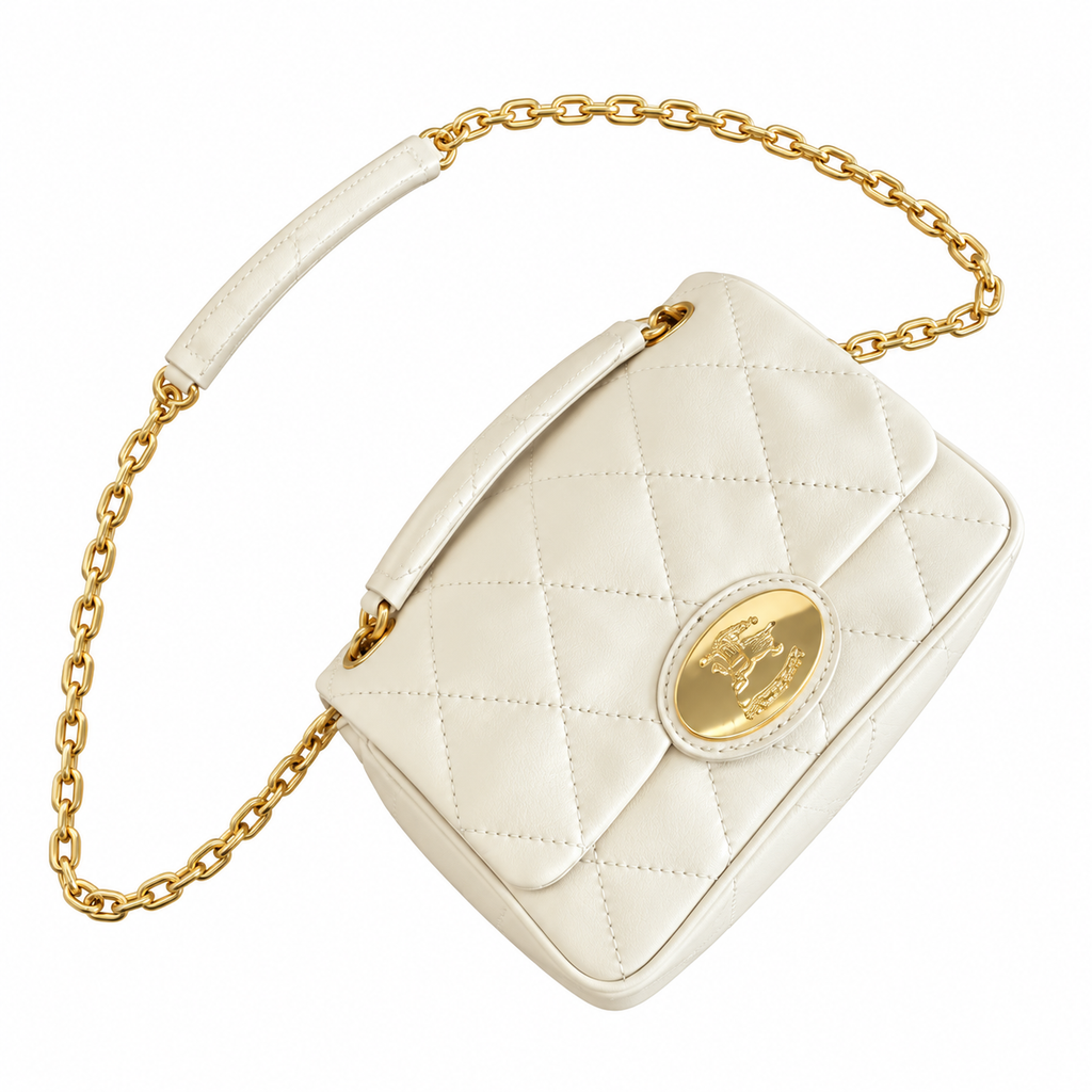 Burberry White Quilted Chain Shoulder Bag