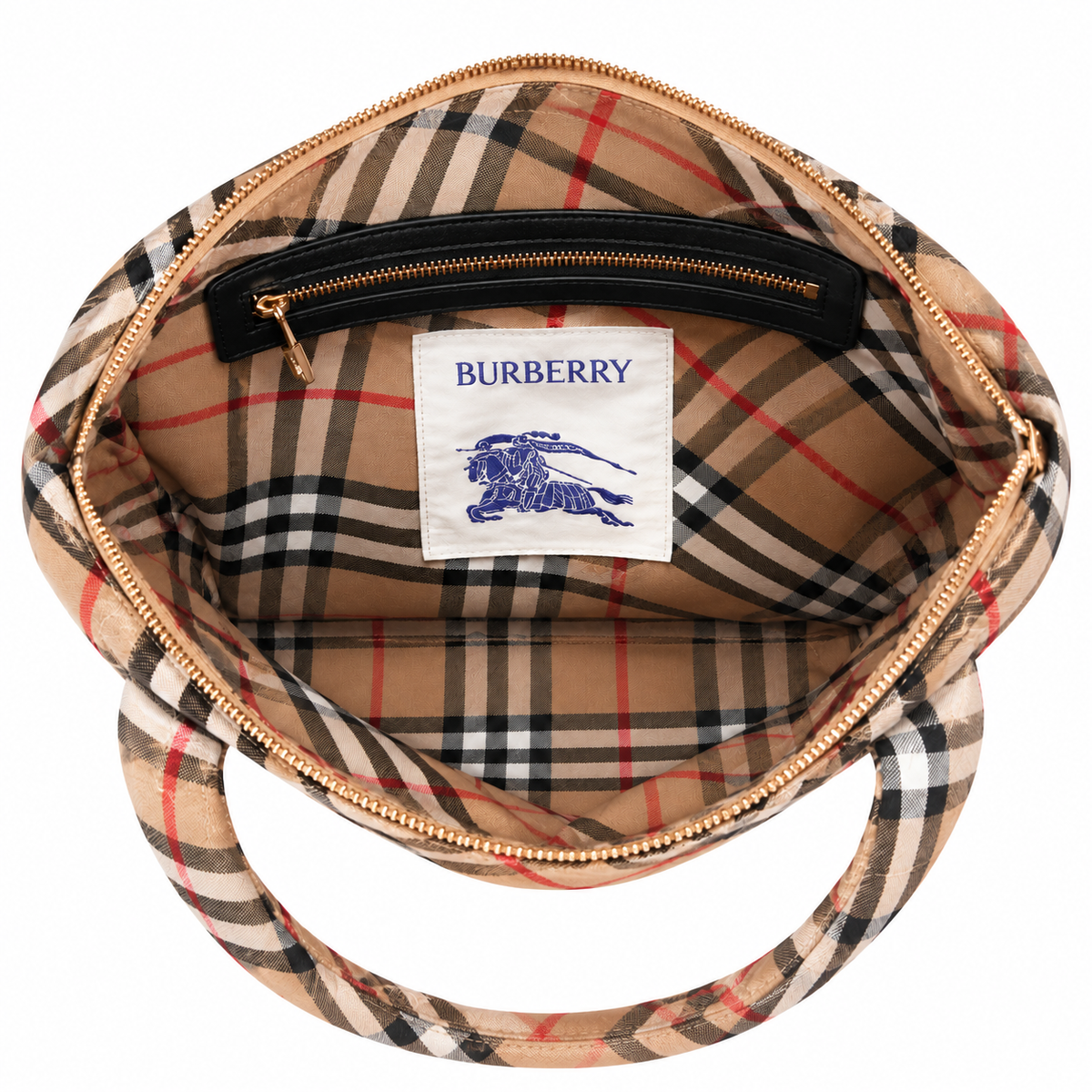 Burberry Beige Check Shoulder Tote
