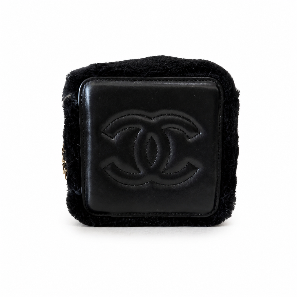Chanel Black Fuzzy Chain Bucket Bag